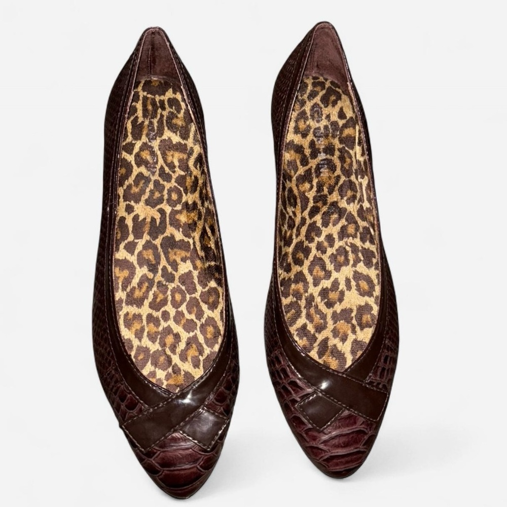 Gianni bini Elegant Brown Crocodile Pattern Women's Flats